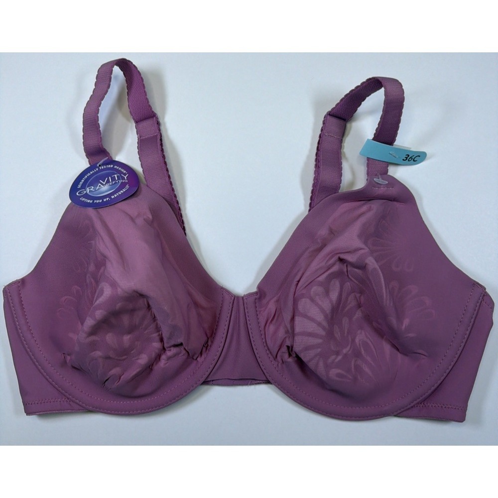Bali Lift Gravity Defying Bra 36C Pink Underwire Floral DF6563 Smoothing